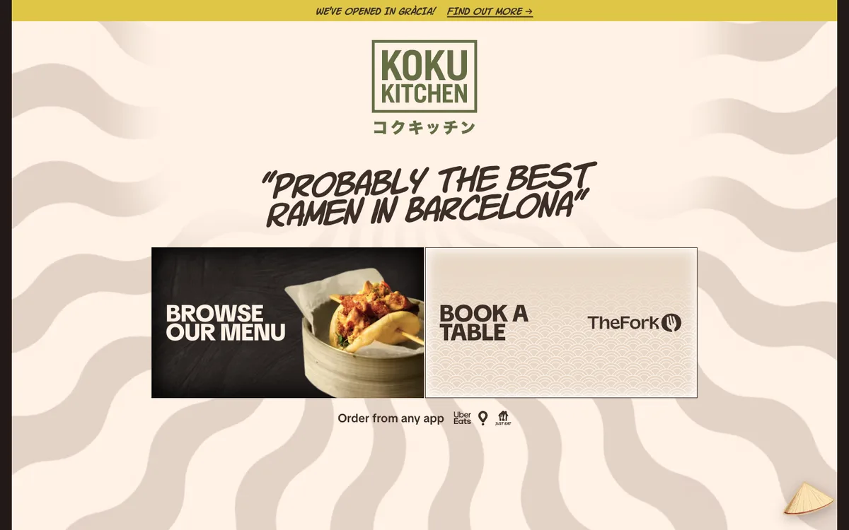 Koku Kitchen homepage